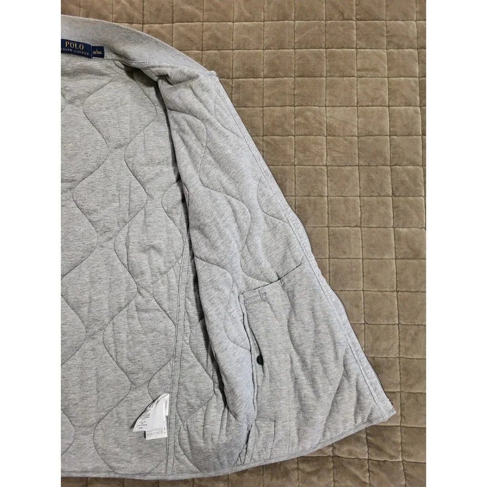 Polo Ralph Lauren Quilted Full Zip Vest Gray Old Money Men's Size Large